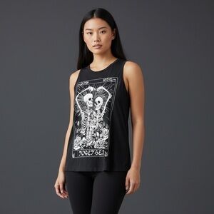 SHEIN Black Sleeveless Tee with Skeleton Graphic